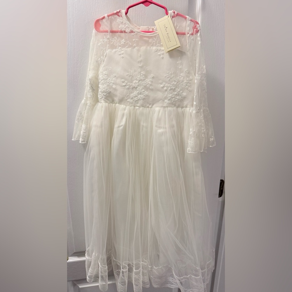 Trish Scully Girls White Embroidered Tulle Dress nwt Sz 6